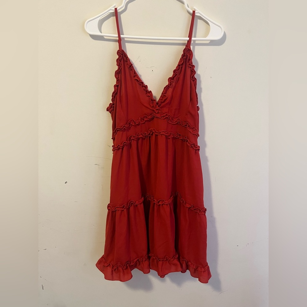 A burnt orange dress.